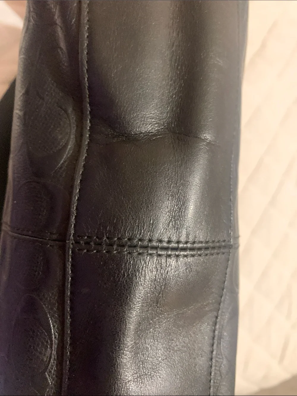 Coach Black Signature Embossed Leather Crossbody Messenger